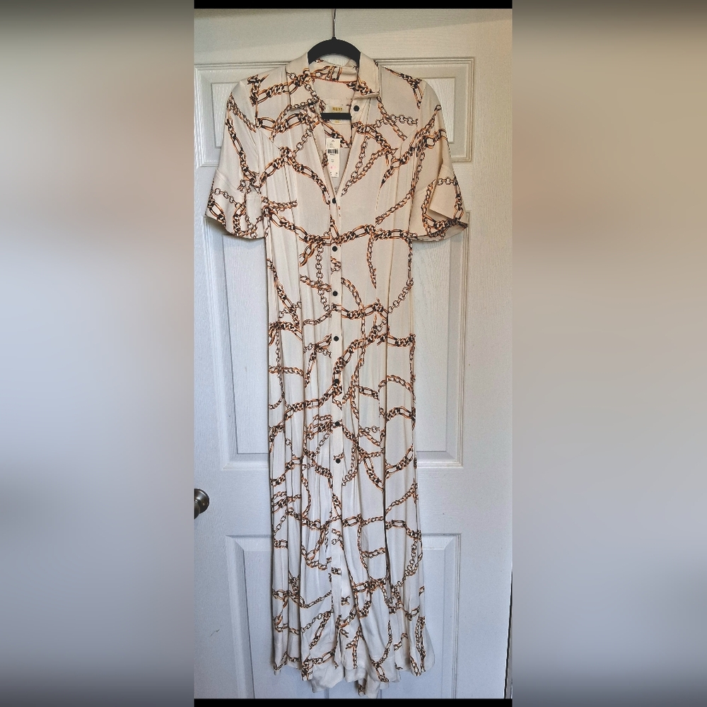Maeve Cream Maxi Dress with Brown Chain Print - Picture 2 of 3